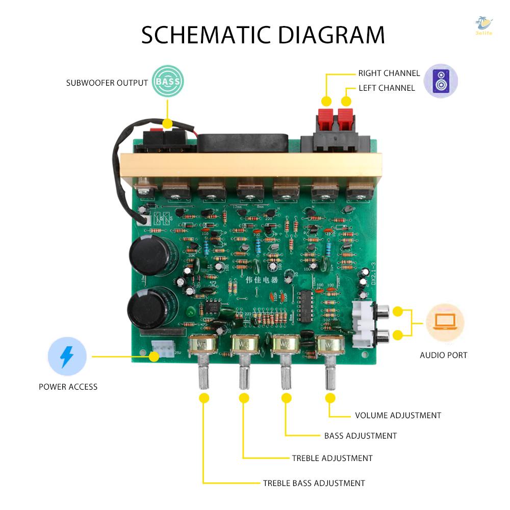 Bảng mạch khuếch đại âm thanh siêu trầm công suất cao DX-2.1 AC18V-24V DIY