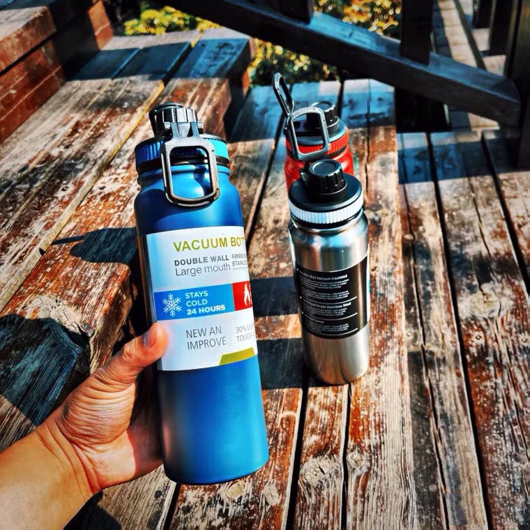 Bình nước giữ nhiệt dung tích 800ml màu sắc đa dạng kiểu dáng thể thao chất liệu lõi 304 không gỉ dùng hằng ngày