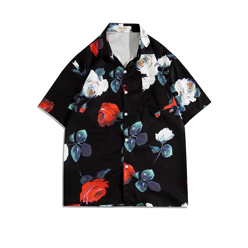 【M-3XL】Áo Sơ Mi Nam Cổ Thuyền Dáng Rộng Phong Cách Hip Hop Thời Trang Mùa Hè Mới Size Lớn Phong Cách Nhật Bản