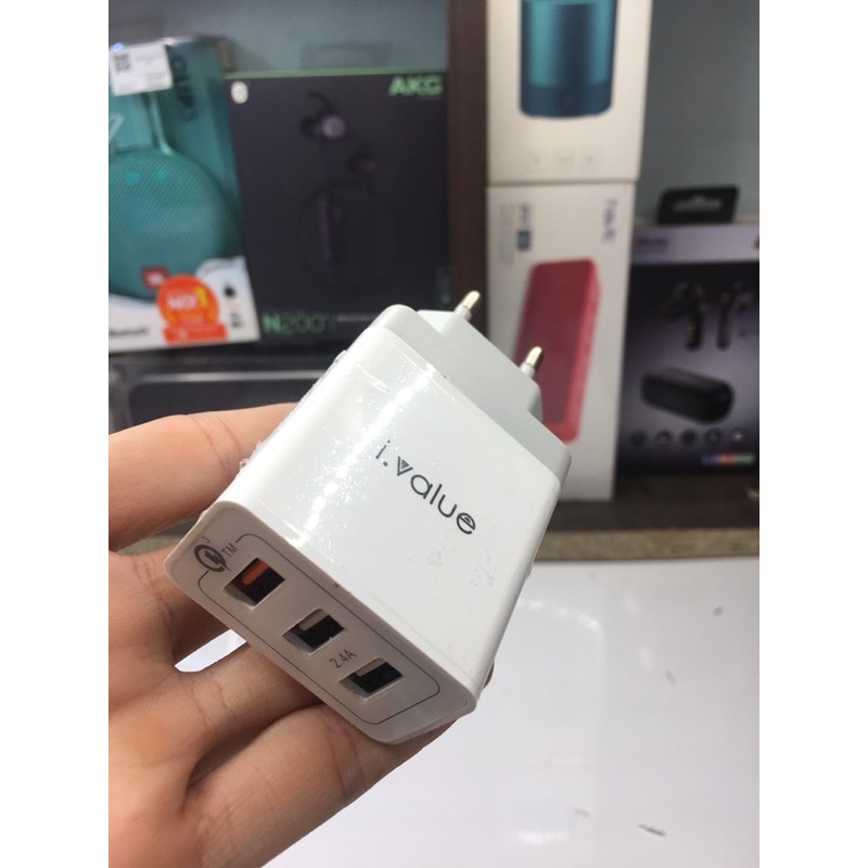 [Sạc nhanh QC 3.0 18W] Cốc sạc, Củ Sạc, Dock sạc, Adapter Sạc nhanh 3 cổng I.value - Chính hãng