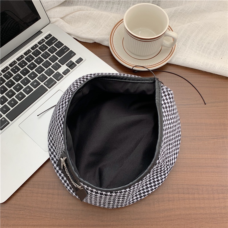 Mũ Beret Họa Sĩ Màu Trắng Đen Thời Trang Hàn Quốc