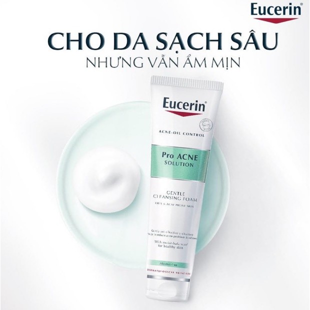 [MẪU MỚI] EUCERIN Pro Acne Solution Gentle Cleansing Foam 150g - Sữa Rửa Mặt Cho Da Mụn Tạo Bọt Dịu Nhẹ