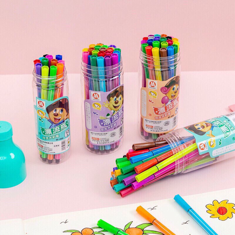 Bộ bút màu nước 12 màu cho bé_ hộp màu nước dễ thương cho bé tập to