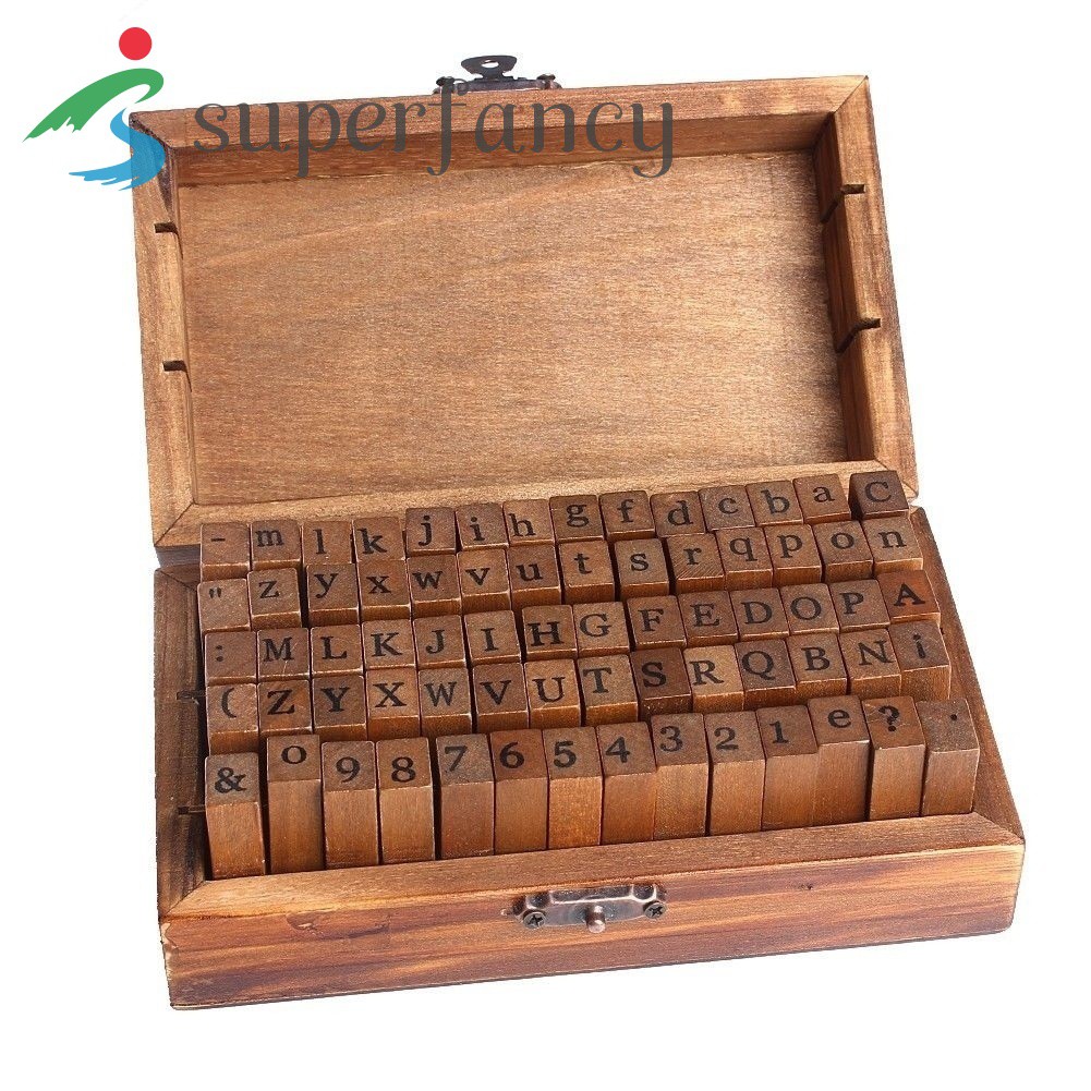 Bộ 70 Con Dấu Gỗ Hình Chữ Cái Và Số Đa Năng