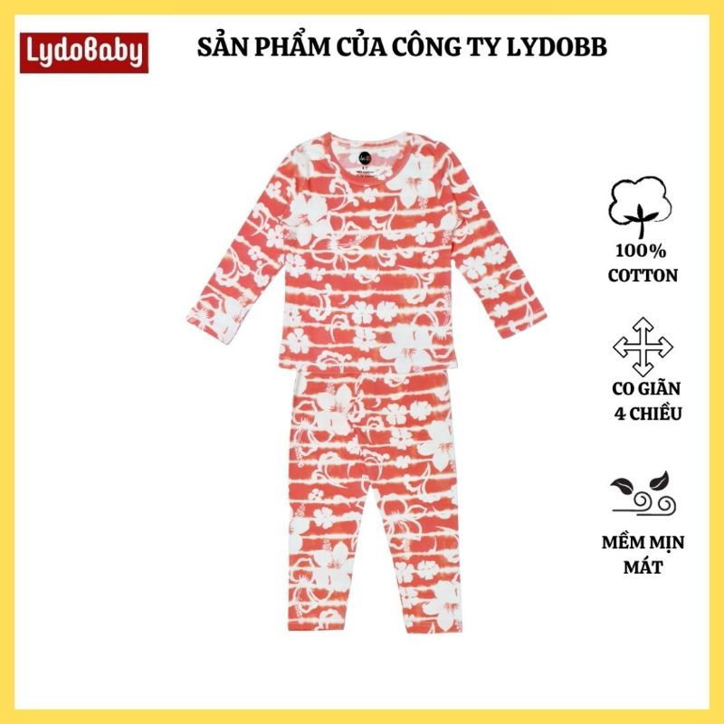 Bộ đồ quần áo dài tay cho bé gái mùa hè thu LYDO BB 100% cotton họa tiết hoa lá điệu đà nổi bật từ 2 đến 12 tuổi