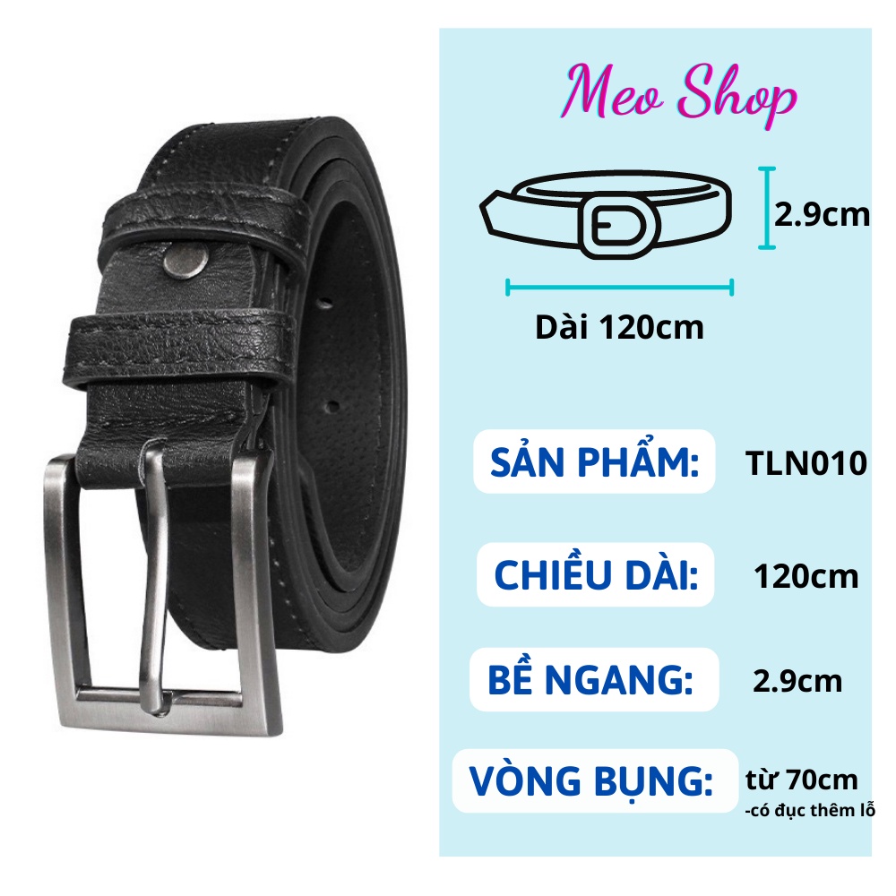 Thắt lưng Nam Hàn Quốc Meo shop TLN010 mặt vuông Unisex da đẹp Dây nịt lưng nam bản nhỏ vừa 3cm đi học đi làm lịch lãm