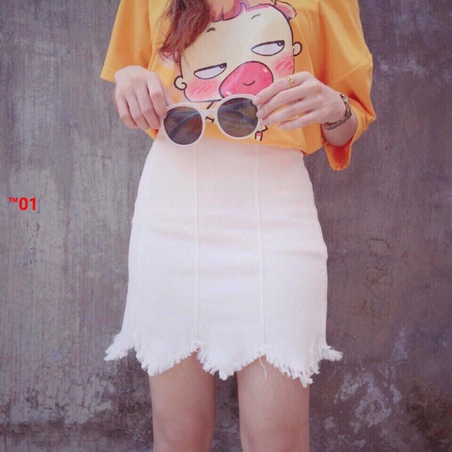 Chân Váy Kaki Kiểu Tua Thời Trang OHS4014
