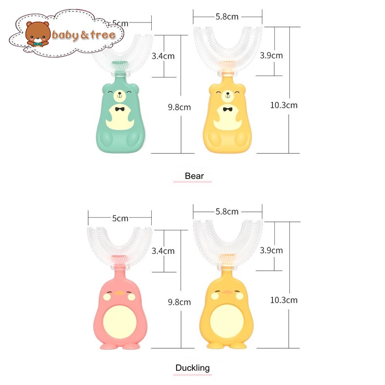 Bàn Chải Đánh Răng Silicone Hình Chữ U Dành Cho Bé Từ 2 Đến 12 Tuổi