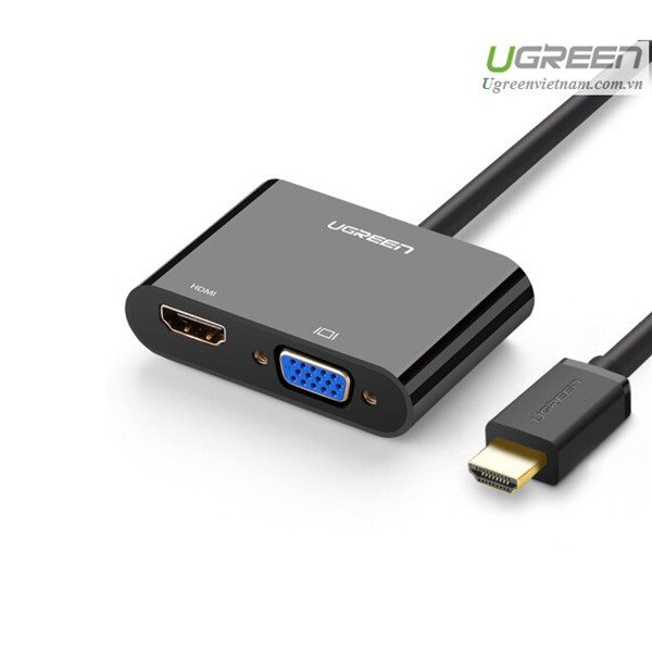 Cáp HDMI To HDMI/VGA + Audio 3.5mm Ugreen 40744 (Nguồn Micro USB 5V) Hàng chính hãng