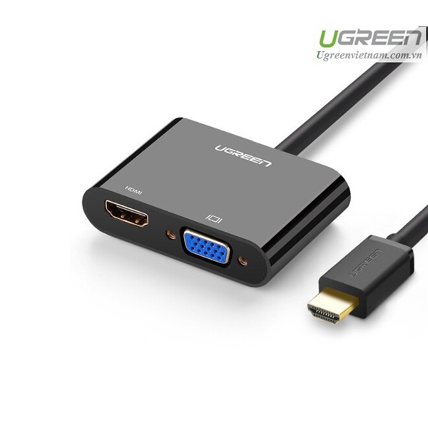 Cáp HDMI To HDMI/VGA + Audio 3.5mm Ugreen 40744 (Nguồn Micro USB 5V) - Hàng chính hãng