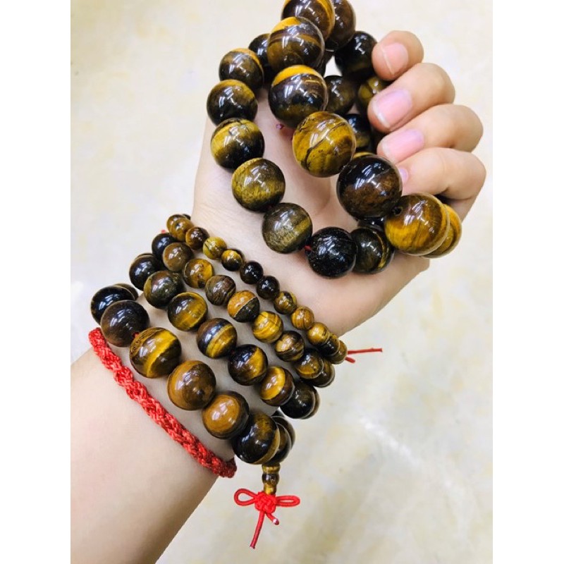 Vòng Tay Đá Mắt Hổ Vàng Nâu Đủ Size