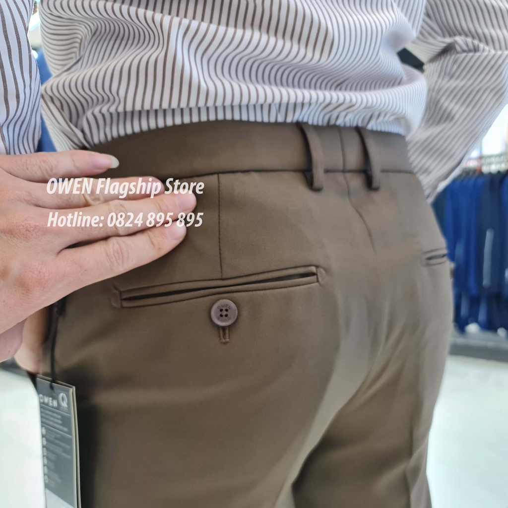 OWEN -  Quần âu nam công sở dáng REGULAR trợ cạp Tăng đơ co dãn sợi NANO mã QRT91254 - OWEN Flagship Store