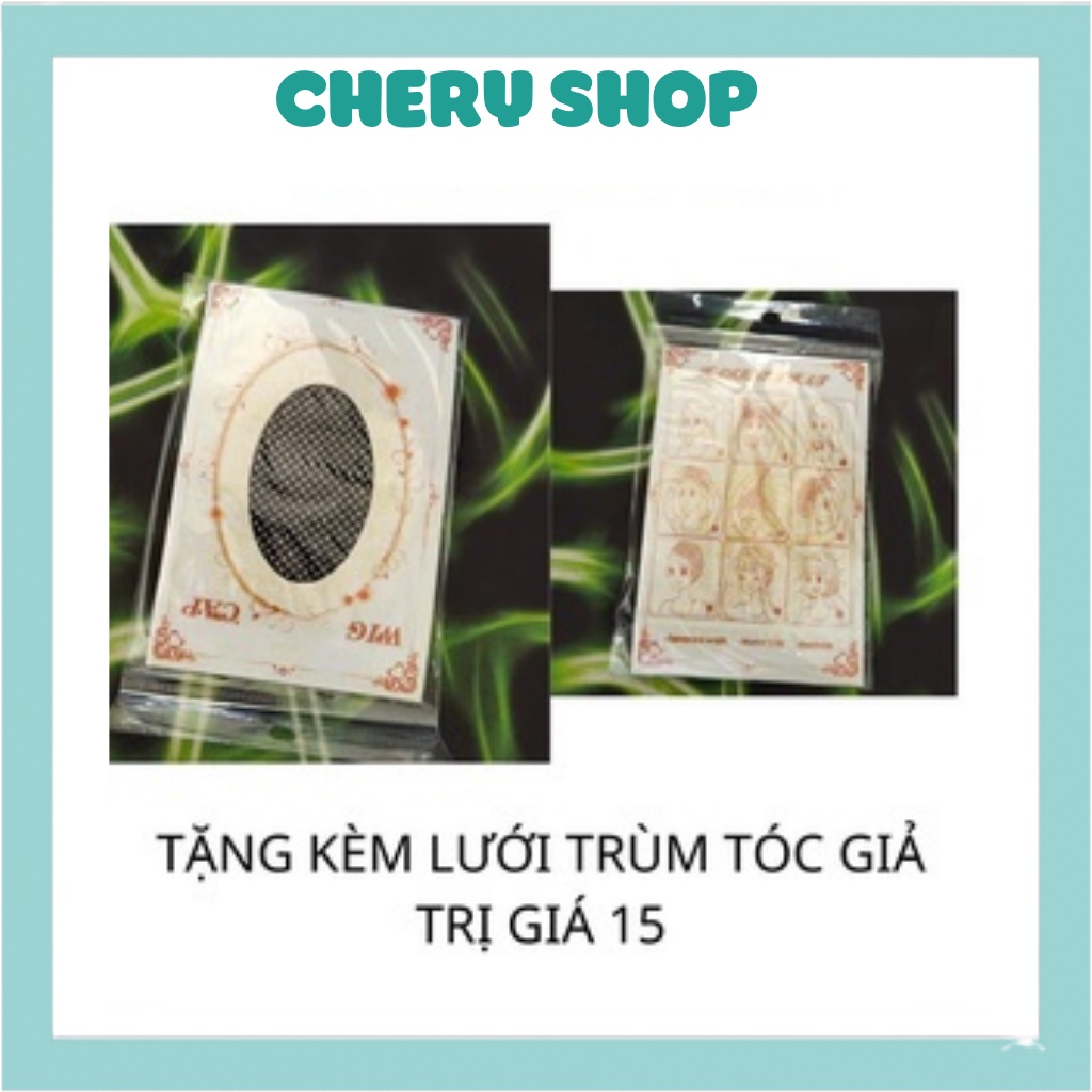 Tóc giả nữ đẹp nguyên đầu xoăn lơi phối mái dày màu hồng và vàng tặng kèm lưới trùm wig