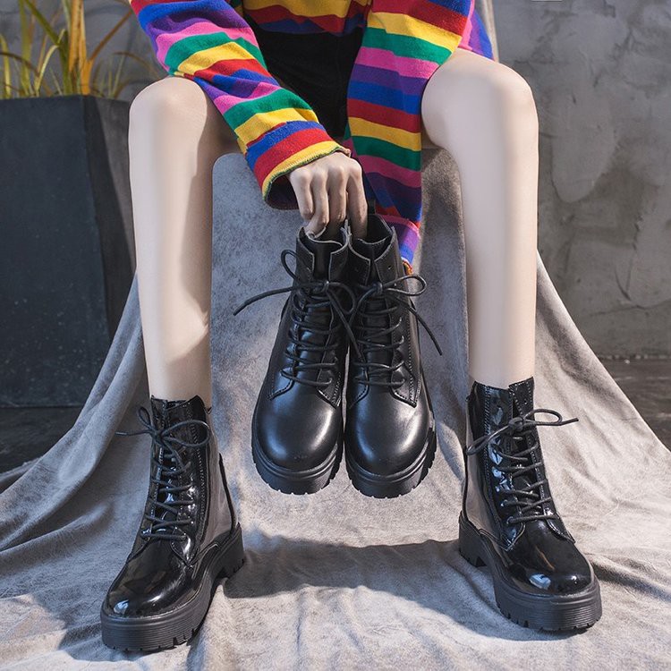 [HOT] Giày boot cổ cao bằng chất liệu da phong cách Hàn Quốc sang trọng cho nữ