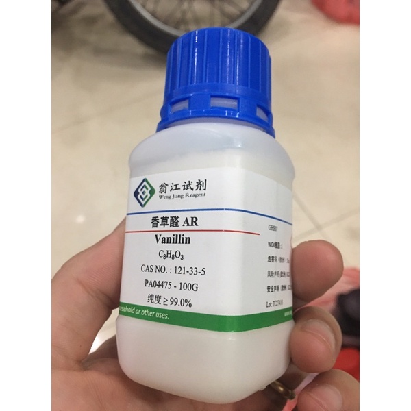 Hoá chất Vanillin CAS #: 121-33-5 AR 98% lọ 100g