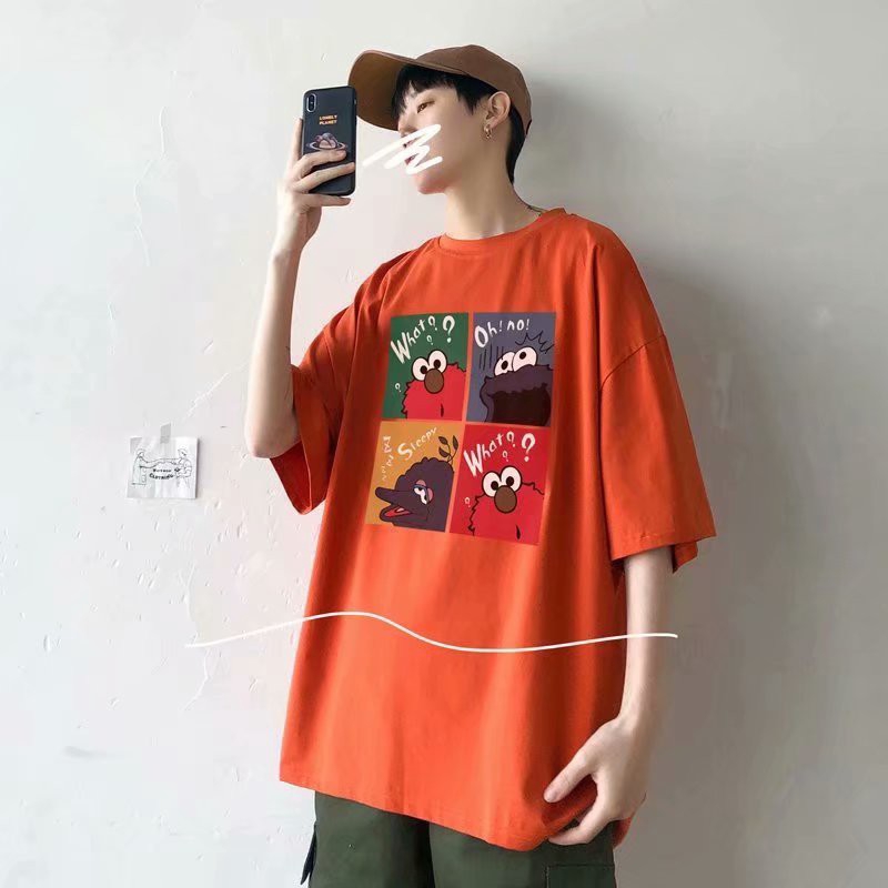 Áo thun tay ngắn dáng rộng họa thời trang cho nam size S-5XL