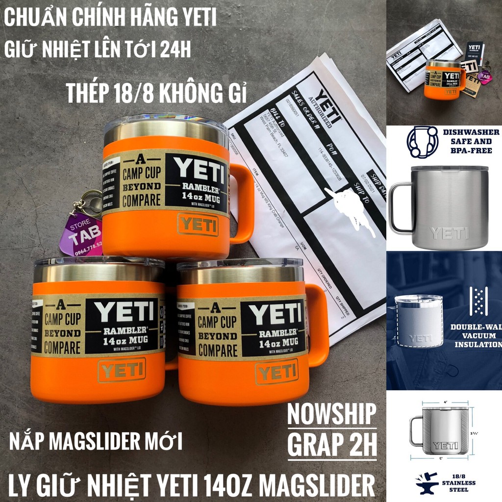 Ly Giữ Nhiệt Yeti Rambler 14oz Mug Nắp Magslider Mới Nhất 2021 - Chính Hãng Yeti USA