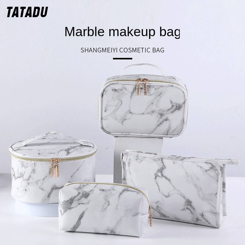Túi Đựng Mỹ Phẩm Chống Thấm Nước Họa Tiết Đá Cẩm Thạch Xinh Xắn Tiện Lợi