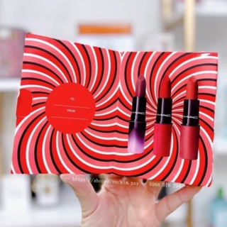 Set 3 thỏi son Mac Fullsize (Mac Ruby Woo, Devoted To Chili và màu Bated Breath)
