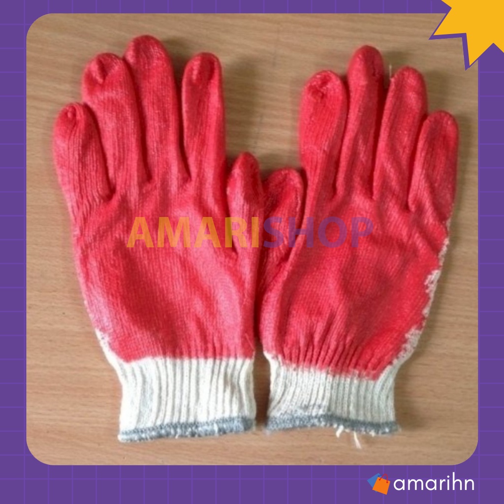 Túi 10 đôi găng sơn đỏ bảo hộ lao động hàng đẹp dày dặn