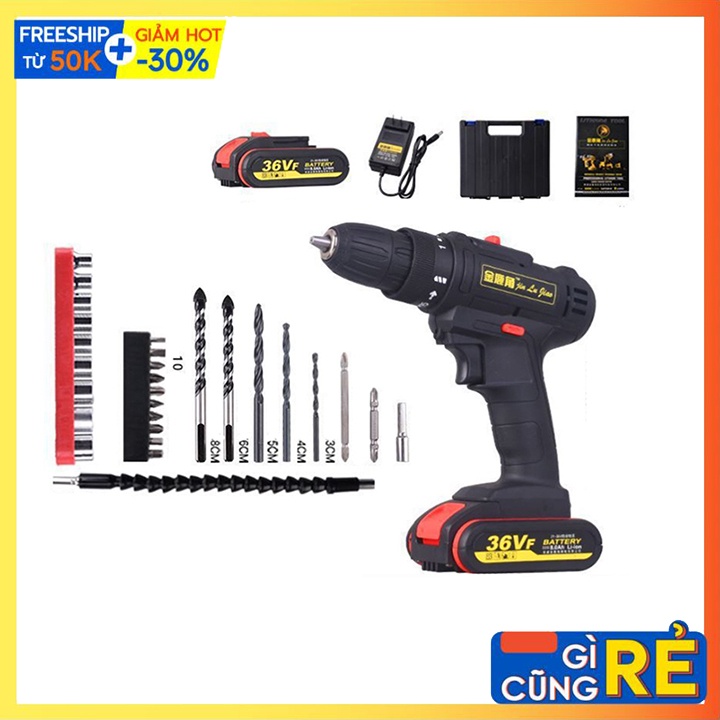 Máy khoan bắn vít pin 36v - 2 cấp độ, 1 Pin full hộp phụ kiện