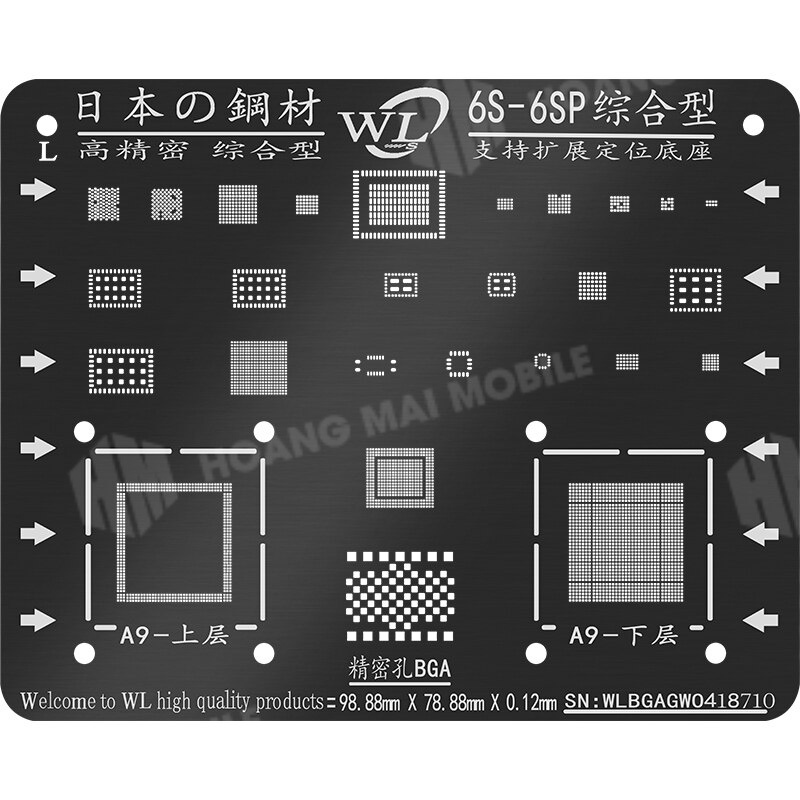 Vỉ WL làm chân IC iP 6G đến 14PM màu ĐEN