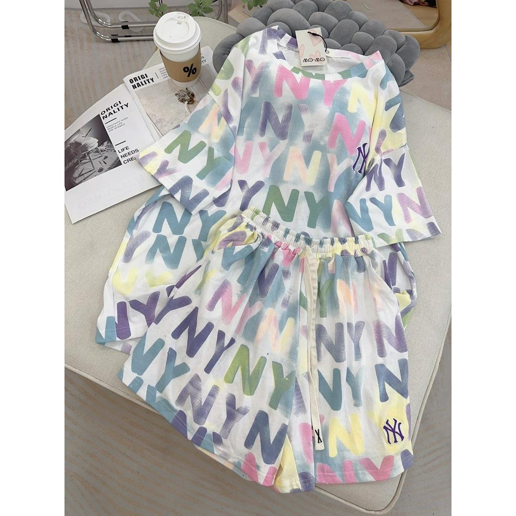 BỘ ĐÙI NY IN TRÀN CHO NỮ, CHẤT COTTON THOÁNG MÁT thời trang mùa hè đi chơi, đi dạo phố, ờ nhà