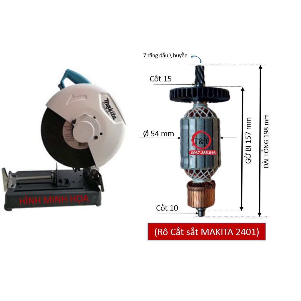 RÔ CẮT SẮT MAKITA 2401 DÙNG CHUNG MT 243 , RUỘT MÁY CẮT SẮT MATEC VÀ MAKITA 2401 - 243