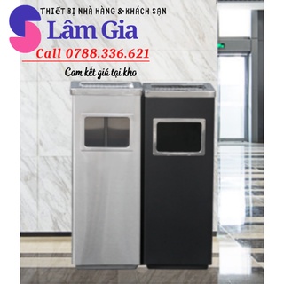 Thùng rác gạt tàn inox vuông - thùng rác gạt tàn vuông