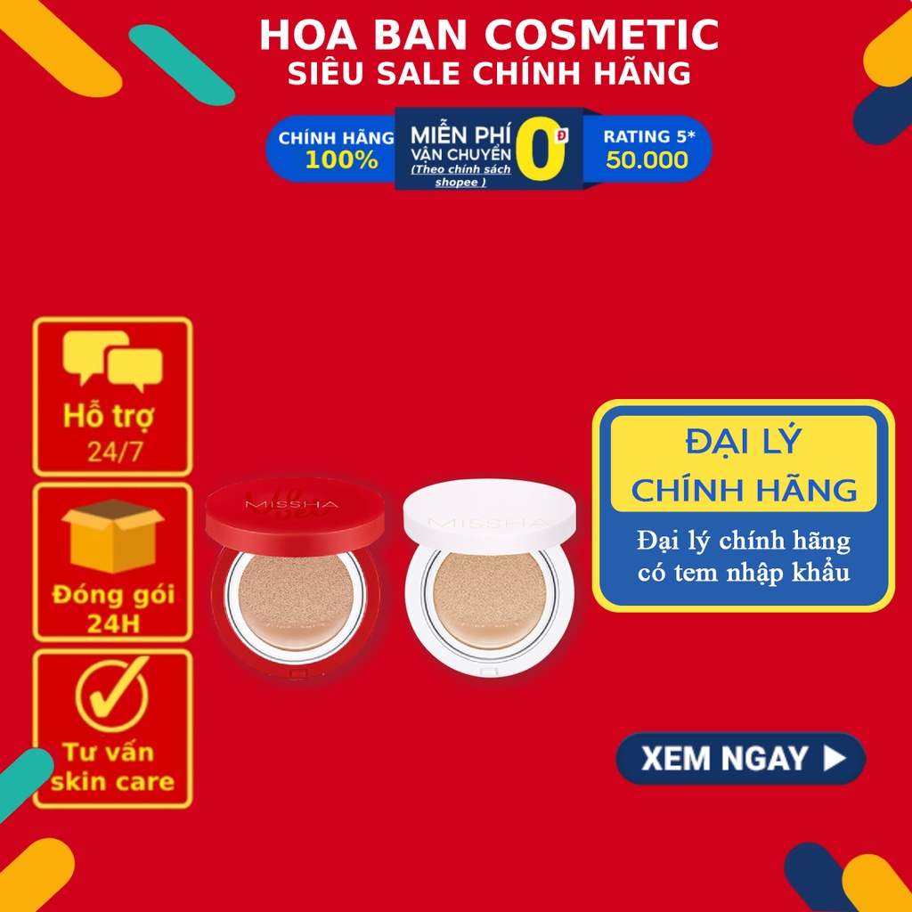 Phấn nước Missha M Magic Cushion SPF50+ PA+++ 15g Che Khuyết Điểm Hoàn Hảo, Kiềm Dầu - Hoa Ban Cosmetic