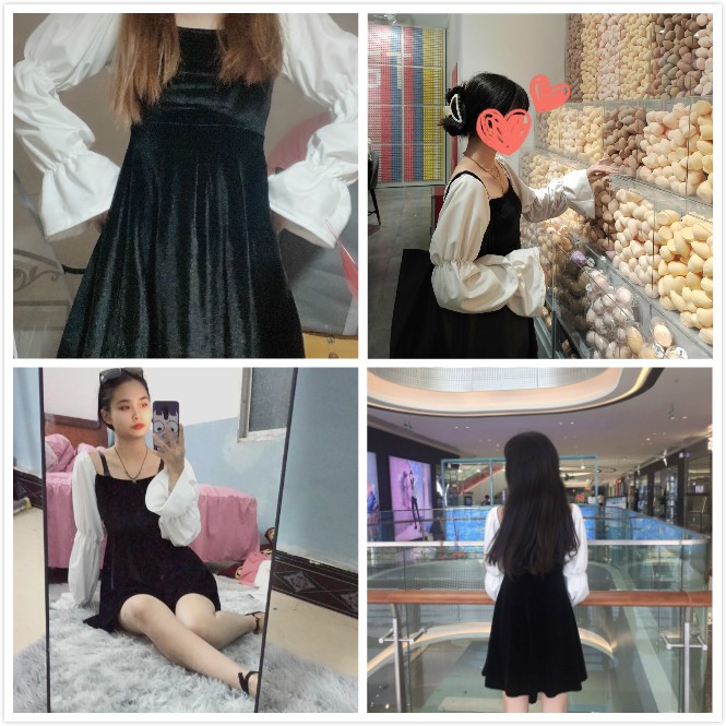 Đầm mini dáng chữ A phối tay dài thời trang cho nữ | BigBuy360 - bigbuy360.vn