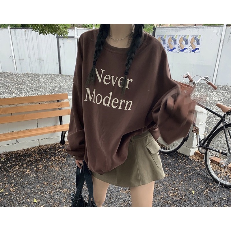 Áo sweater nỉ nam nữ form rộng chất nỉ bông 2 lớp dày đẹp in hình never