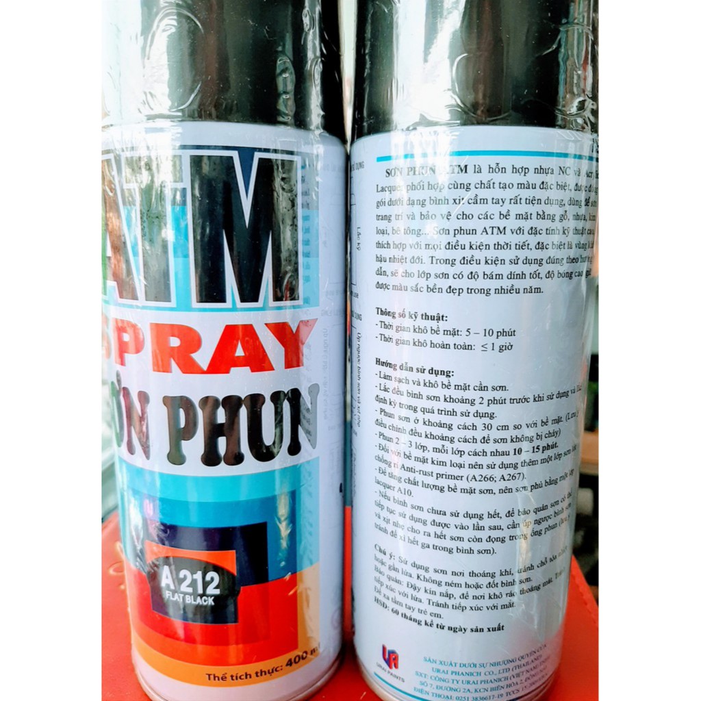 (Chính Hãng) Sơn Xịt Đen Mờ Khói ATM A212 400ml