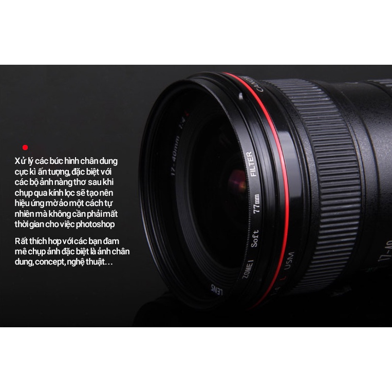 Filter kính lọc Zomei walking way soft focus tạo hiệu ứng mờ ảo cho ống kính lens máy ảnh