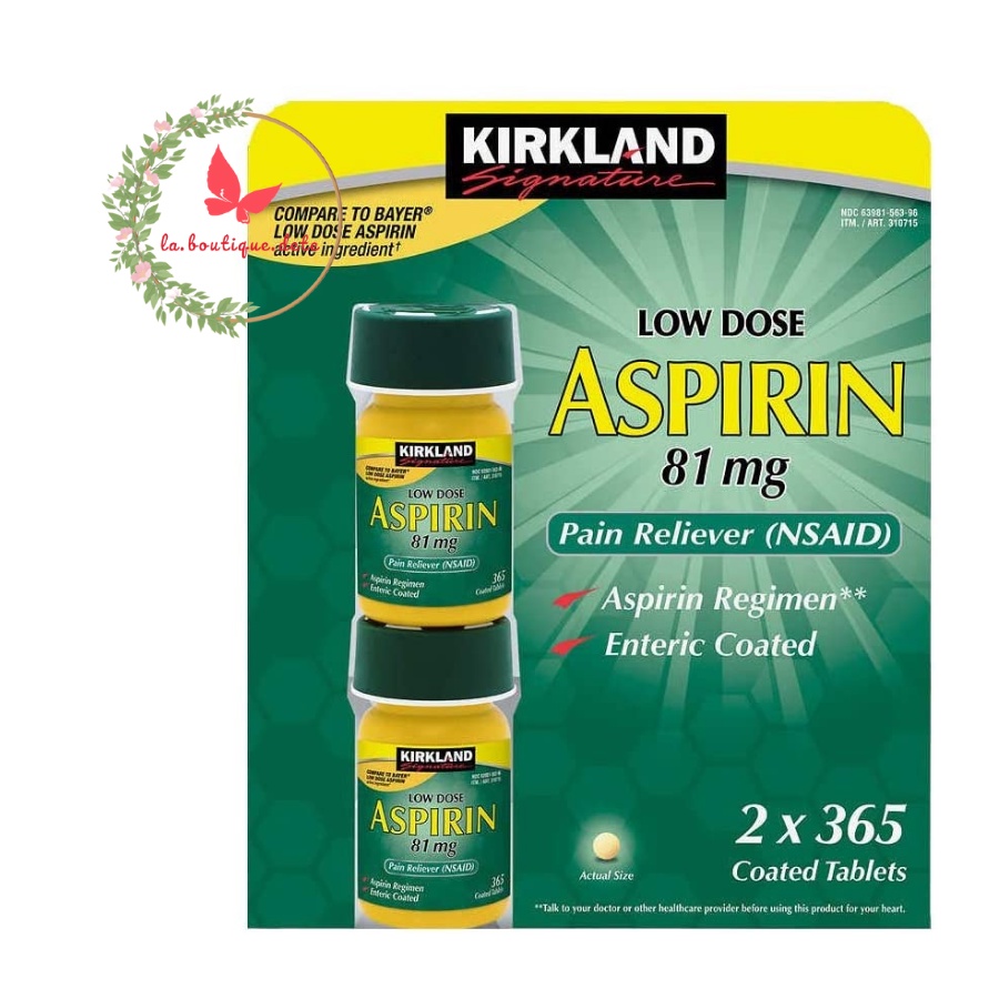 [Date 09/2023] Pack 2 x Viên uống Kirkland Aspirin 81mg 365 viên / hộp - Hàng Mỹ