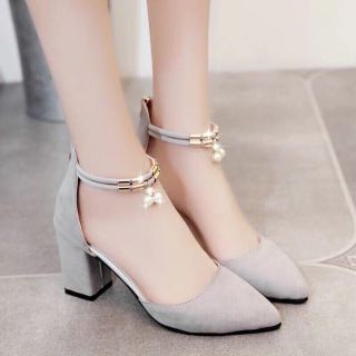 Giày bít mũi gót vuông/giày da lộn cao cấp