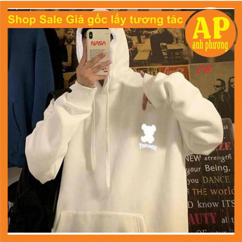 Áo hodie Gấu Tha💝Chất liệu nỉ bông💝form thụng nam nữ kiểu dáng unisex💝có túi bụng và dây rút mũ