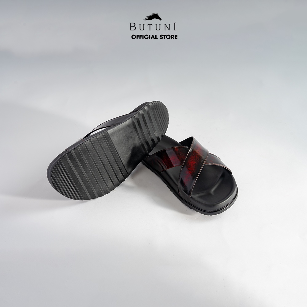 Dép quai chéo da thật Butuni Lava Slippers - Đỏ