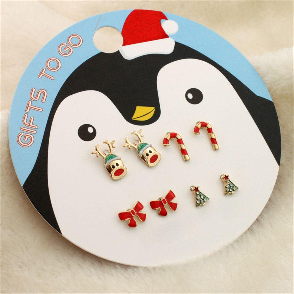 BEAUTY Set 4 Đôi Bông Tai / 4 Chiếc Bông Tai Hình Đầu Hươu