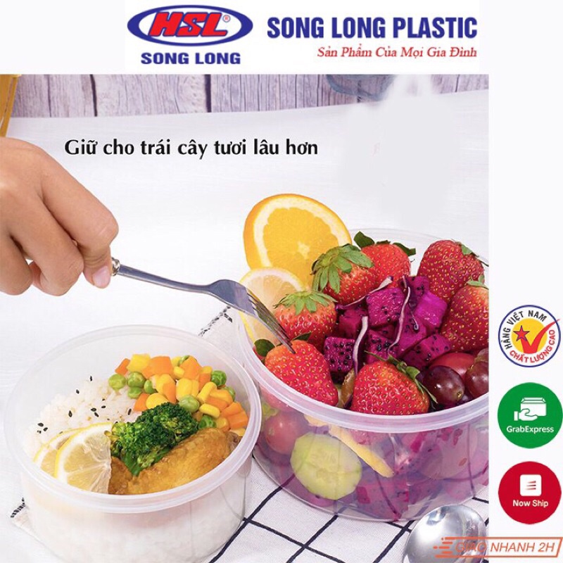 Hộp đựng bảo quản thực phẩm 500ml Song Long Plastic Four Lock nhựa tròn - 2512