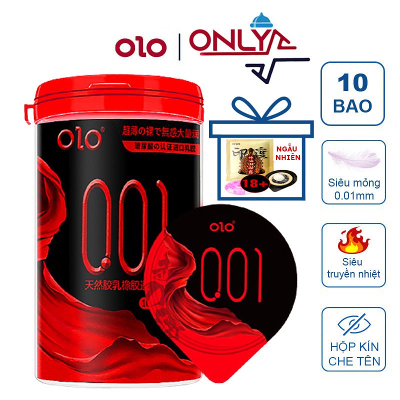 Bao Cao Su OLO Siêu Mỏng Bao Cao Su Truyền Ấm Nhiều Gel Bôi Trơn Gốc Nước Hộp 10 BCS OLO 0.01