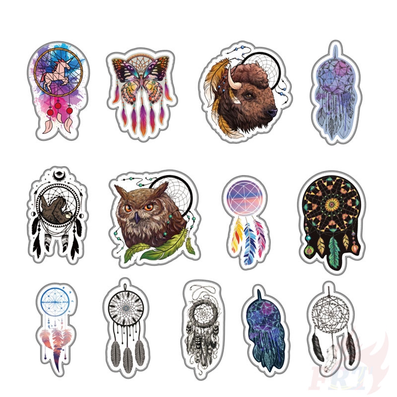 ❉ Dreamcatcher Giấy và decal dán tường ❉ 55Pcs Indian Dreamcatcher Mixed Doodle Stickers