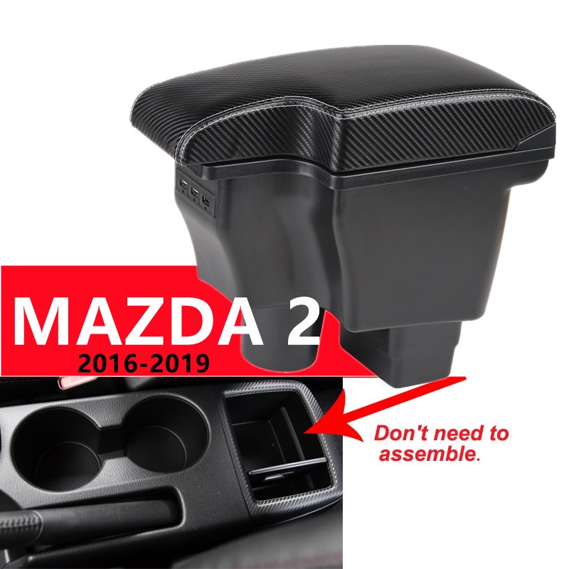 Hàng Mới Về Mới Hộp Tỳ Tay Bằng Da Sợi Carbon Cho MAZDA 2