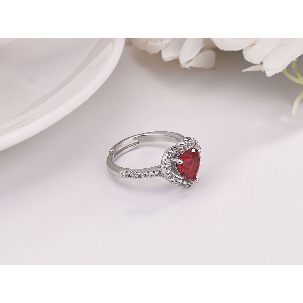 Nhẫn Mạ Bạc Đính Đá Hồng Ngọc Sang Trọng