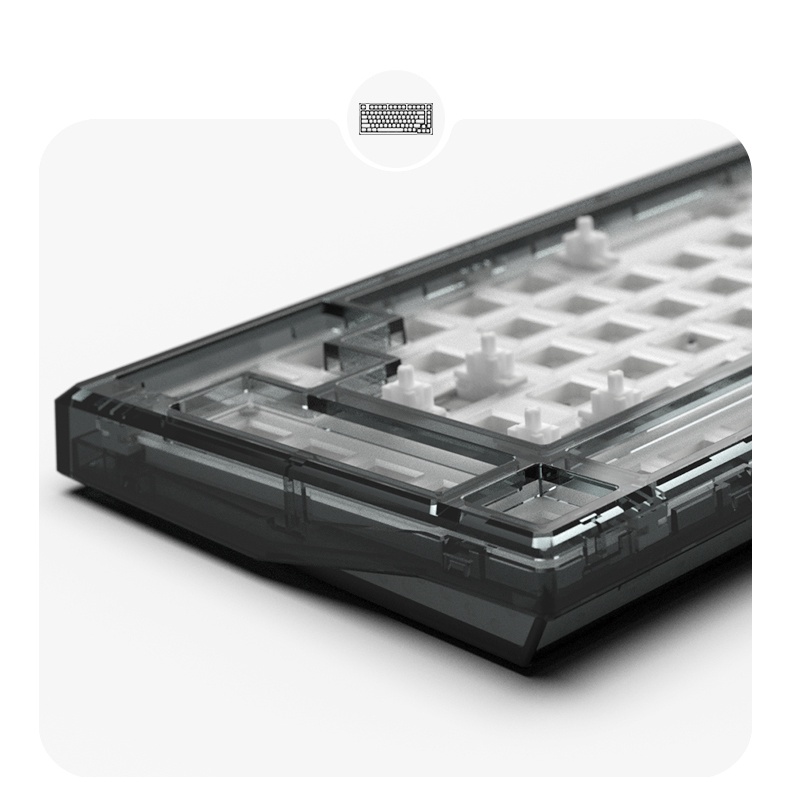 Custom Kit FL-Esports Q75 Crystal Grey  Bàn phím cơ