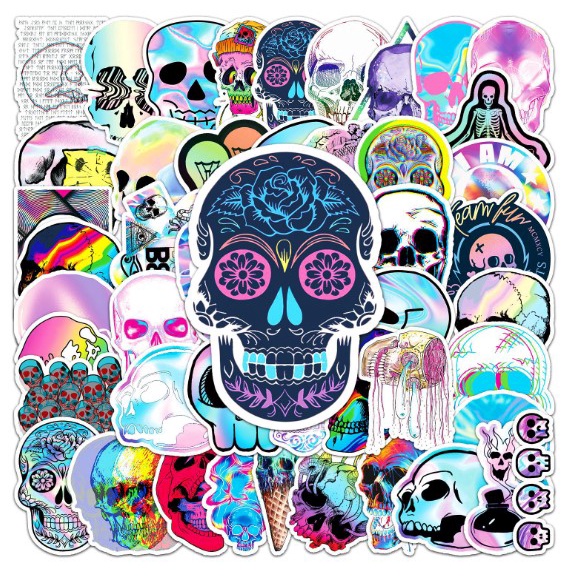 [50 Hình] Sticker hộp sọ, đầu lâu cá tính dán trang trí laptop, mũ nón bảo hiểm, vali, xe tay ga, ván trượt - DB.131