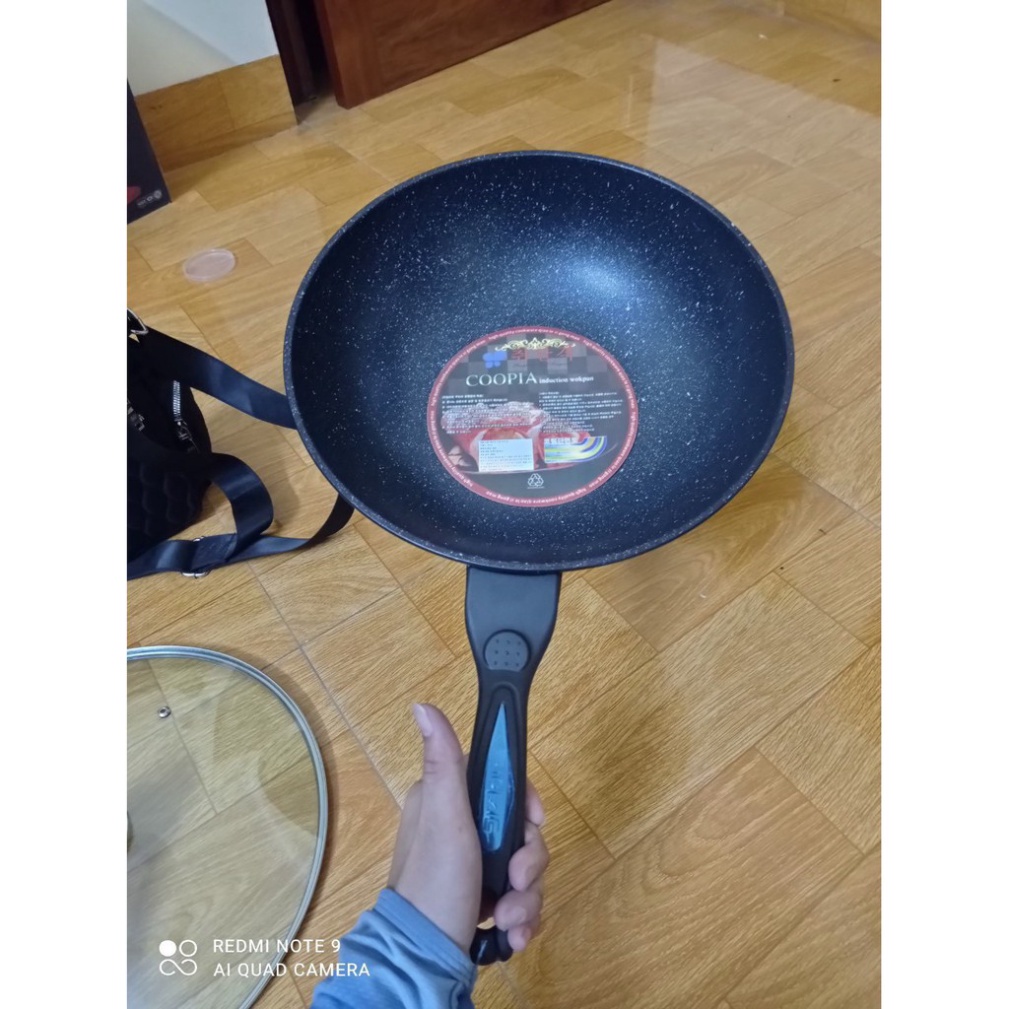 Chảo chống dính siêu bền đá sâu Coopia Hàn Quốc có nắp kính size to 32cm Lochi Store