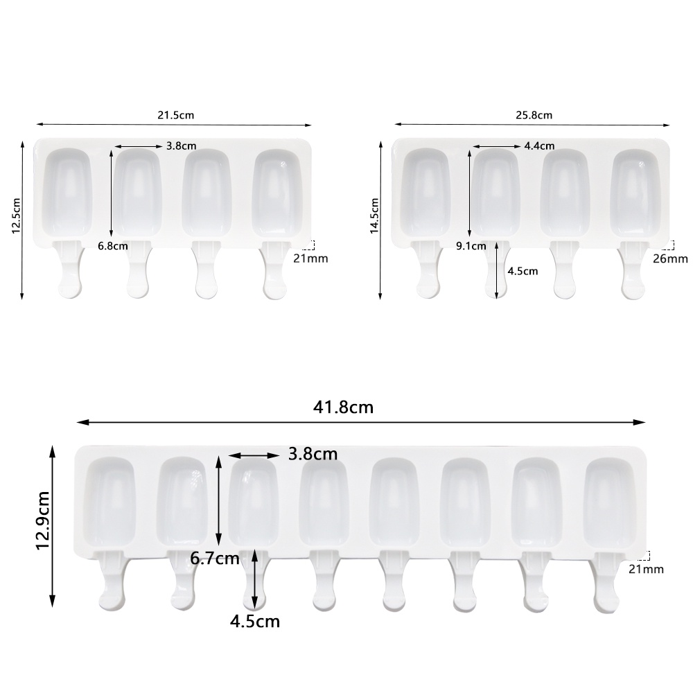 Khuôn Làm Kem Que 4 Ngăn Bằng Silicone