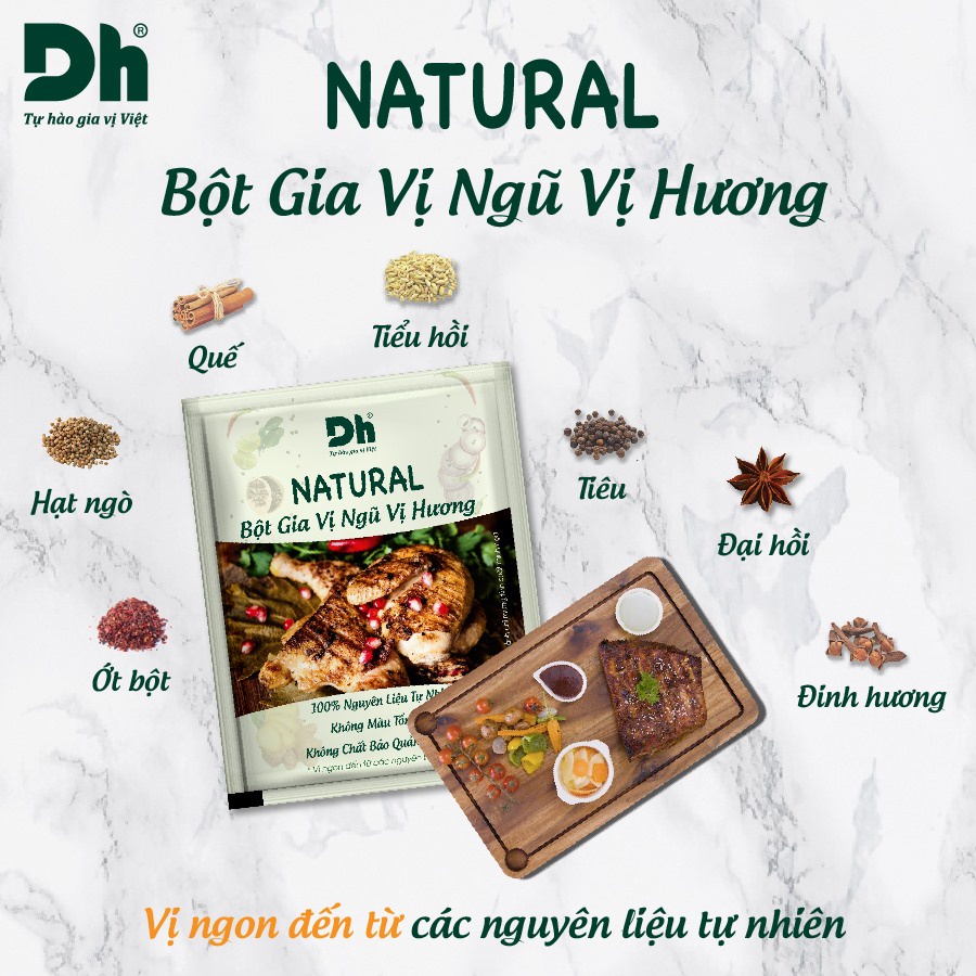 Gia vị ngũ vị hương Natural Dh Foods nêm ướp thực phẩm thịt cá thơm ngon 10gr