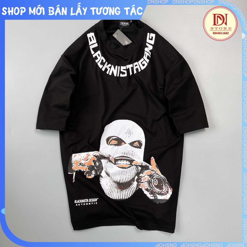Áo thun cotton BLACKNISTAGANG, áo T Shirt tay lỡ nam nữ unisex,shop d.n